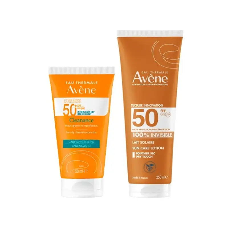 Avène Cleanance Solar SPF50+ 50 ml + Avène Sunscreen Milk SPF50+ 250 ml