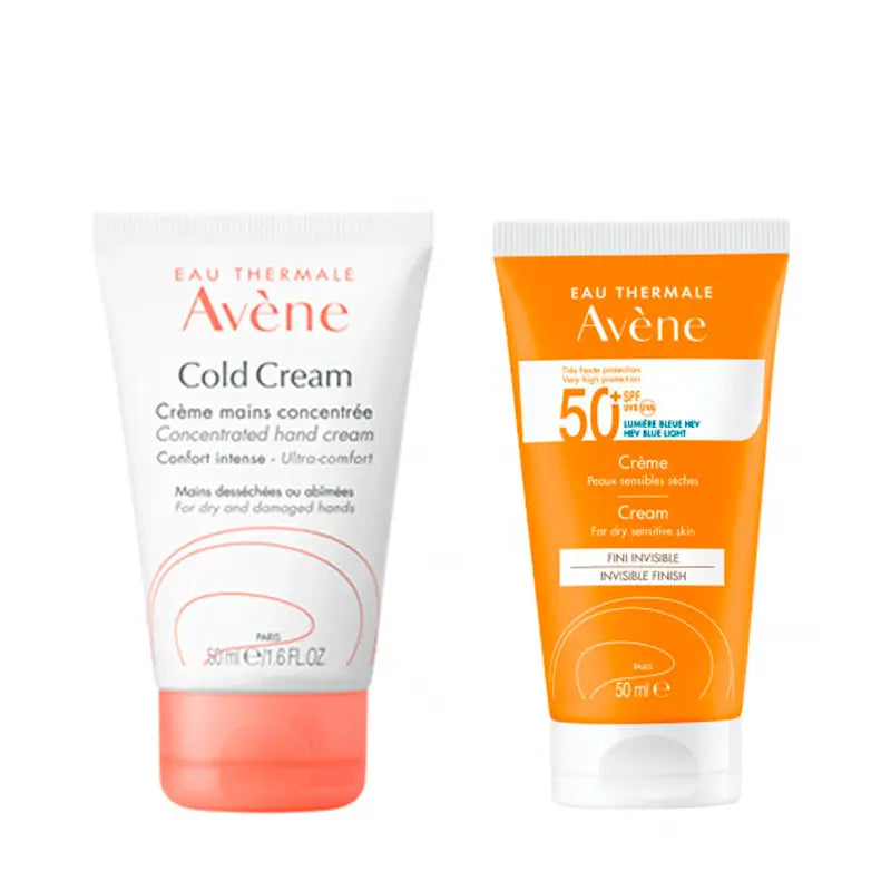 Avène Cold Cream Concentrated Hand Cream Pack, 50 ml + Avéne Cream SPF 50+, 50 ml