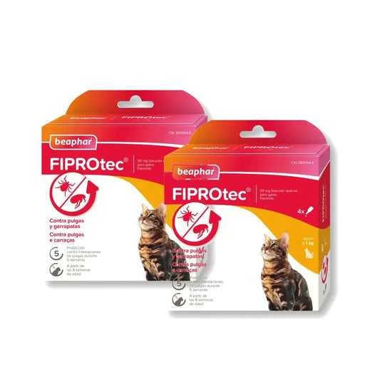 Beaphar Fiprotec Spot On Cat 4 Pip x 0,5 ml, paquet de 2 pièces