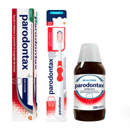 Parodontax Pack Complet Protection Brosse à dents + Dentifrice 75ml + Bain de bouche Extra Care 300ml