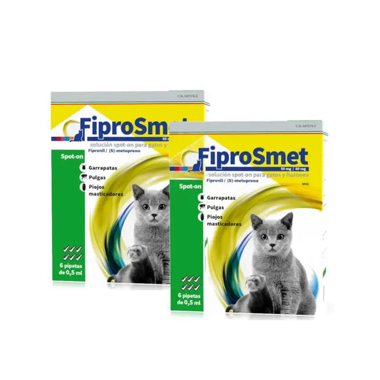 Fiprosmet Chats et Furets 6 pipettes de 0,5 ml, lot de 2