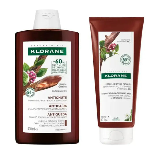 Klorane Pack Shampooing au quinquina et à l'edelweiss, 400 ml + Après-shampooing au quinquina et à l'edelweiss, 200 ml