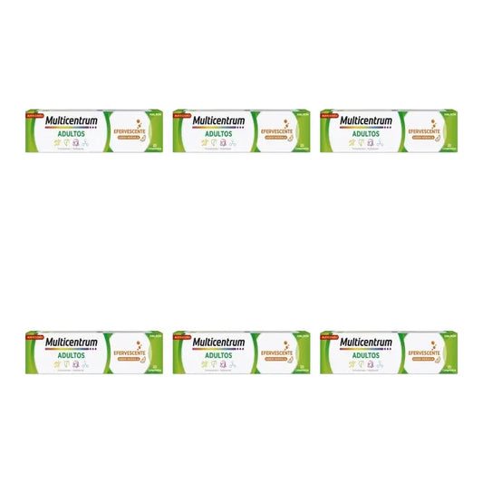 Multicentrum Effervescent - Complément alimentaire multivitaminé pour adultes, 6 x 20 comprimés