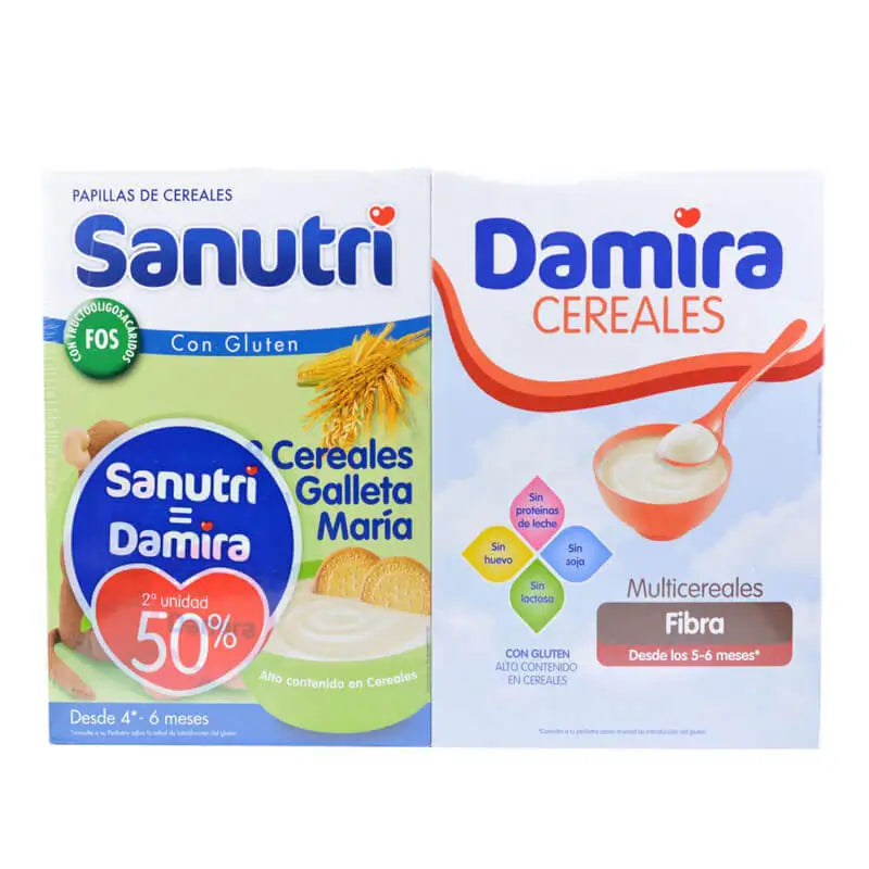 Pack Sanutri 8 Cereals with Maria biscuit 600 gr + Damira Multicerals Fibre 600 gr