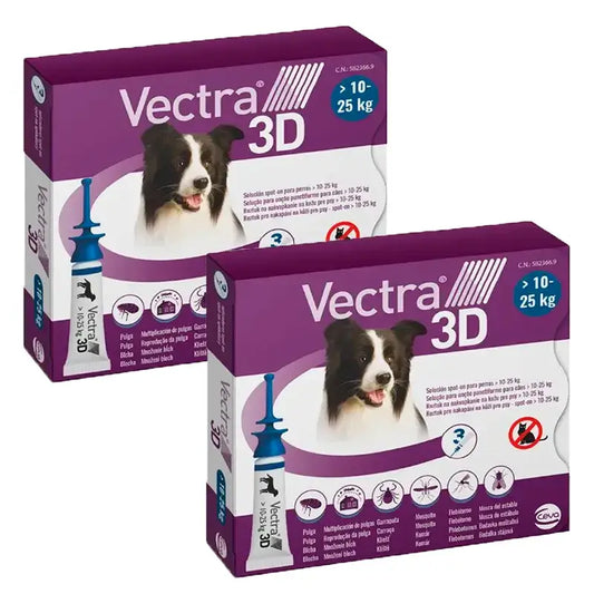 Vectra 3D Chien 10-25 kg, Pack 2 x 3 Pipettes