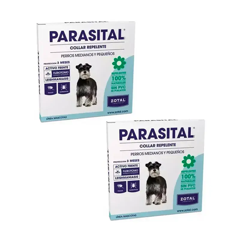 Collier antiparasitaire Zotal Parasital pour chiens de petite/moyenne taille, paquet de 2 unités