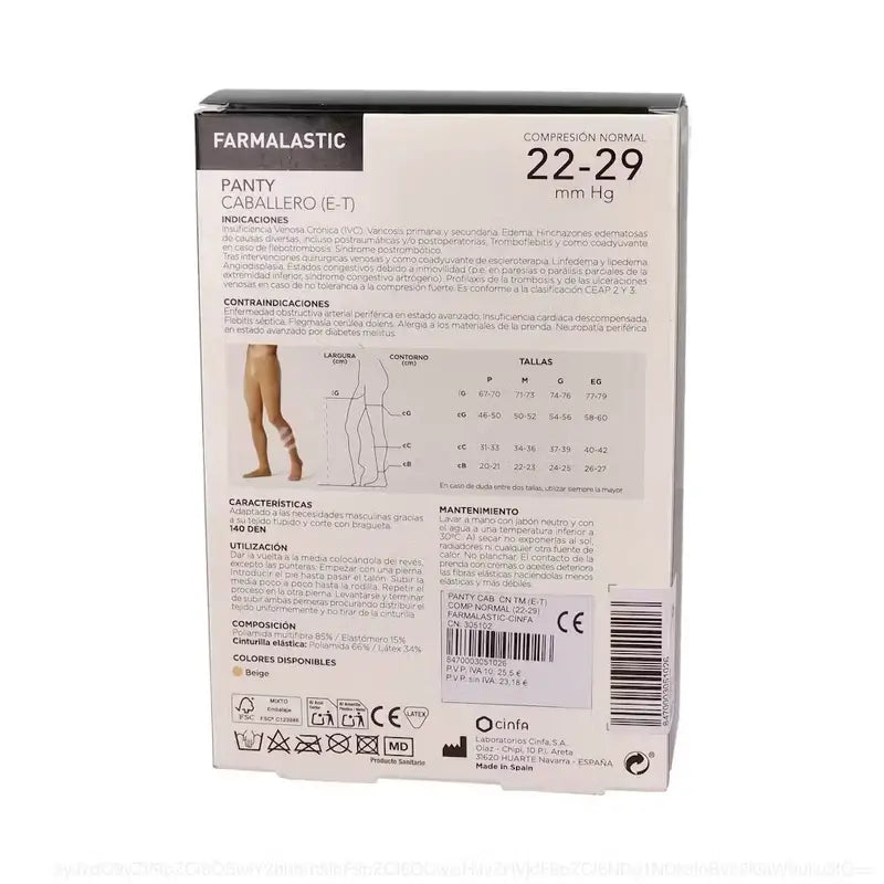 Collant de compression normal pour hommes Farmalastic, taille M