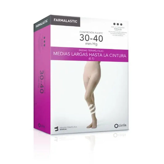 Farmalastic Collant de Compression Forte Compression Beige, Petite Taille