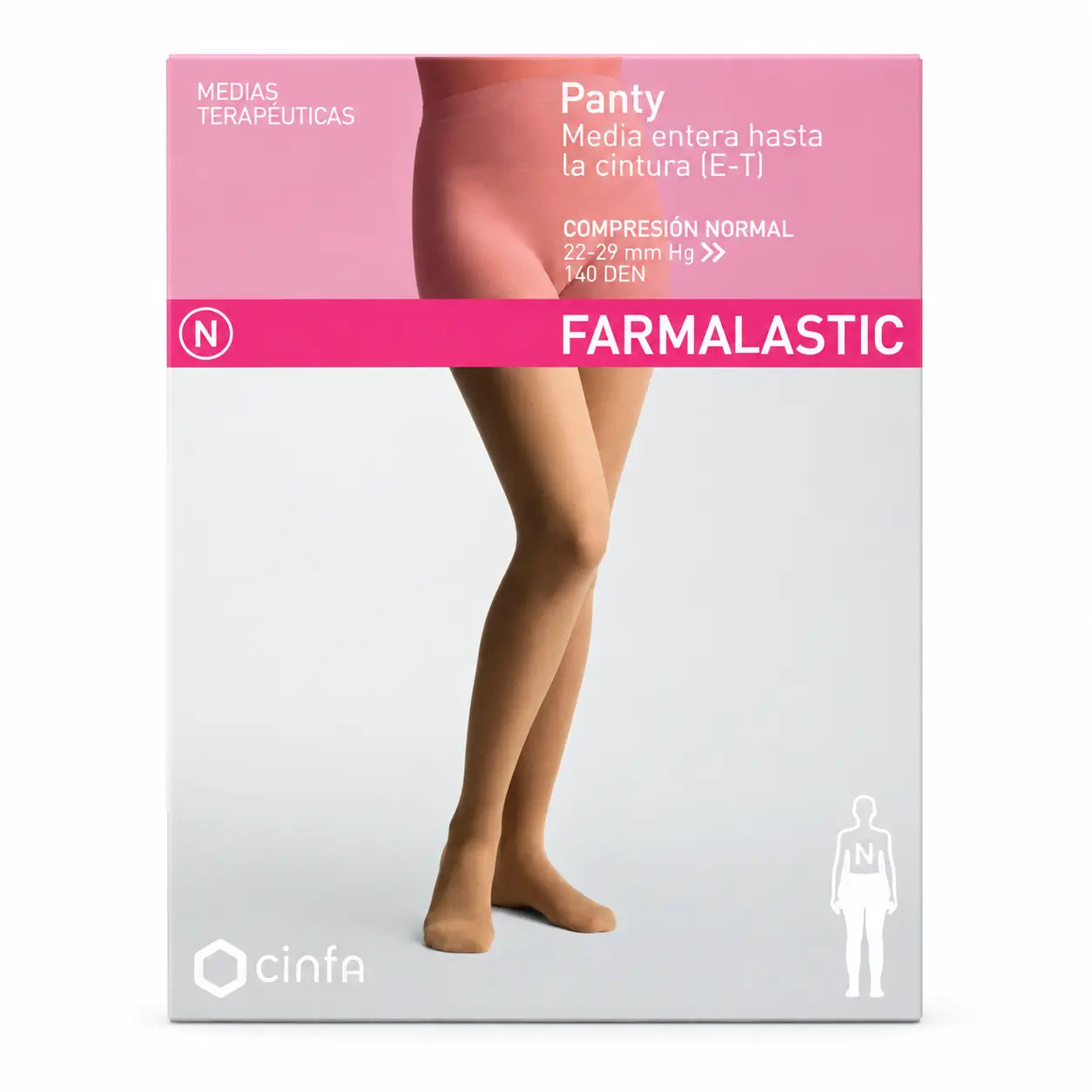 Collant de compression Farmalastic Normal Compression Beige, Taille Queen Plus