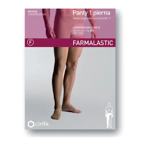Farmalastic Compression Pantyhose Strong Compression Left Leg, Size XL