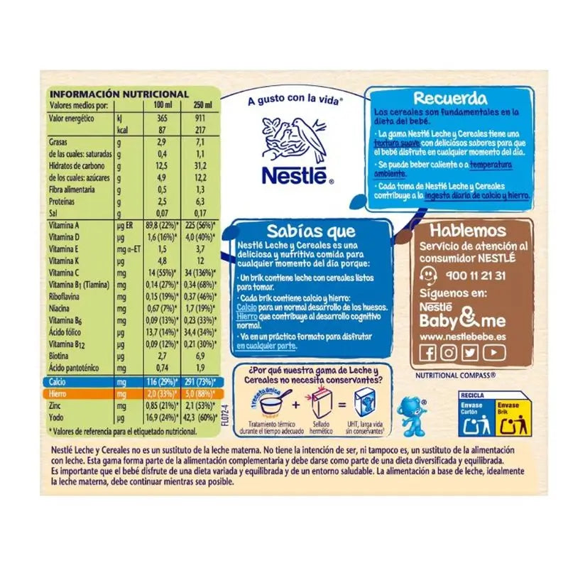 Nestlé Brik Lait & Céréales 8 Céréales avec miel Pajama, 2X250 gr