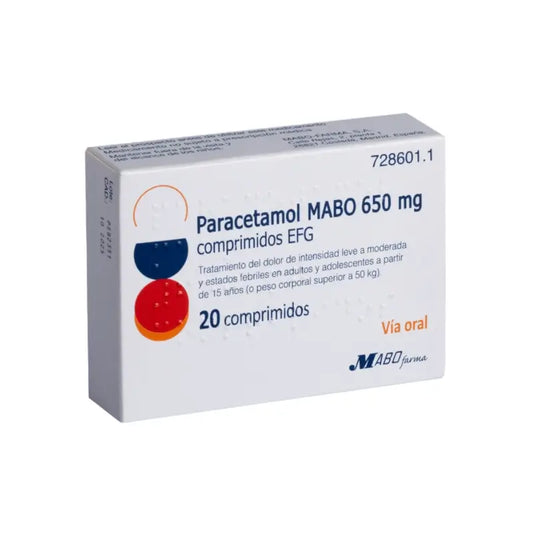 Paracetamol Mabo 650 mg comprimés Efg, 20 comprimés