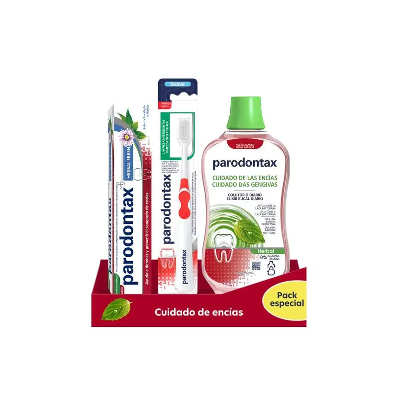 Parodontax Herbal Gum Care Pack (dentifrice + brosse à dents + bain de bouche)