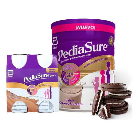 Pediasure Cookies & Cream + Boisson Chocolat Enfants, 850 gr + 4 Bouteilles Chocolat x 220 ml
