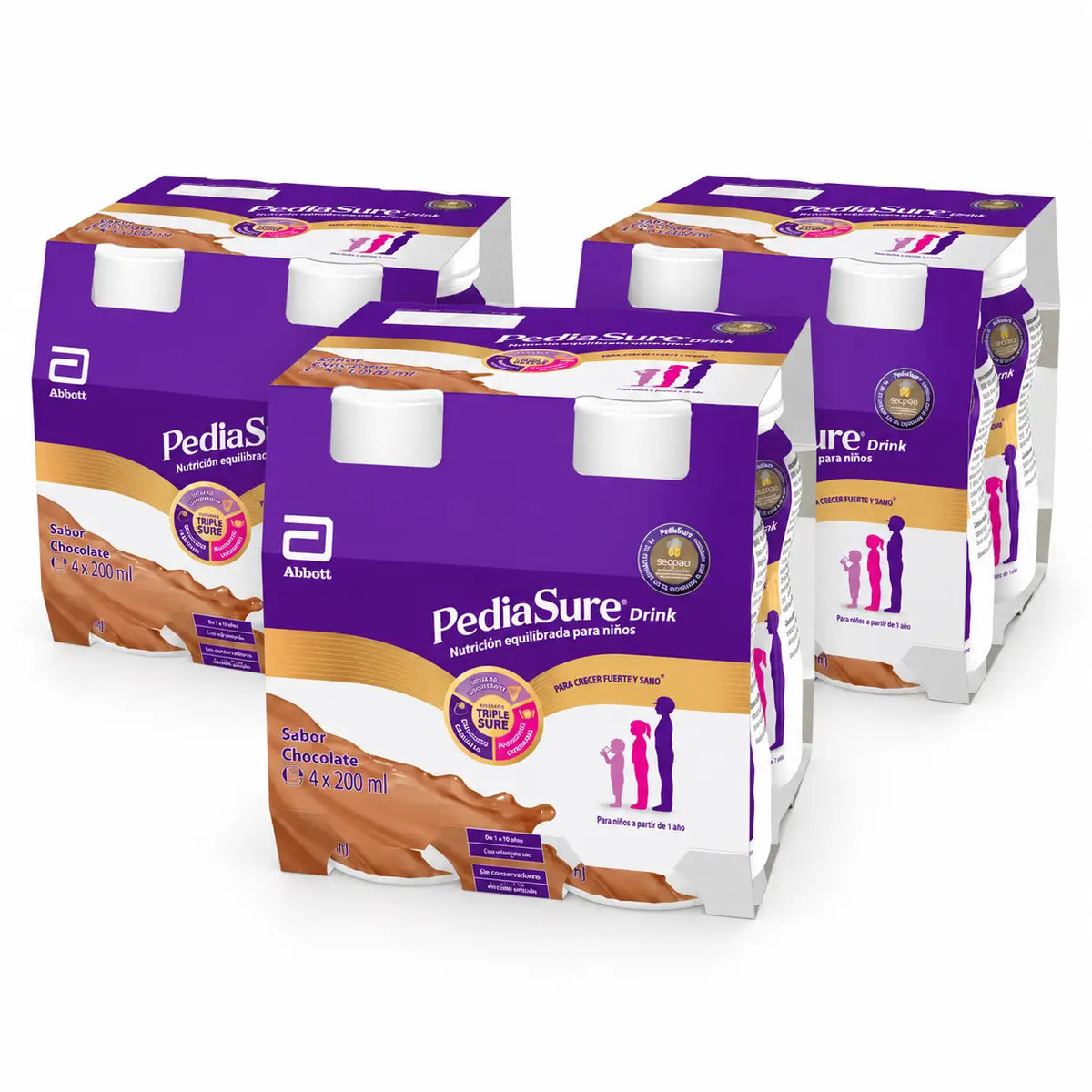 Pediasure Drink Chocolate Children, 4 bouteilles x 220 ml Pack 3