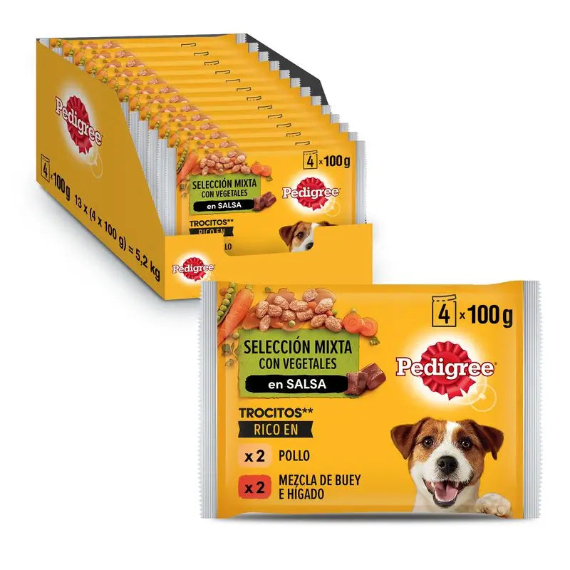 Pedigree Pouch 4Pack Poulet Bœuf & Vert 13X4X100