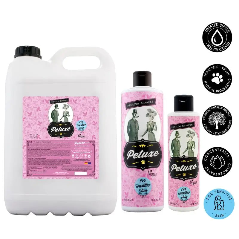 Shampooing hypoallergénique Petuxe (peau sensible). Zéro% : Sel, Sulfates, Silicones,... 500 Ml