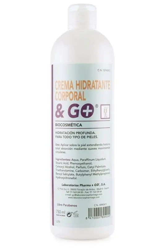 Pharma & Go Crème hydratante pour le corps 750Ml.
