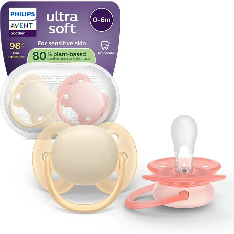 Philips Avent 2 sucettes ultra douces 0-6m bébé fille