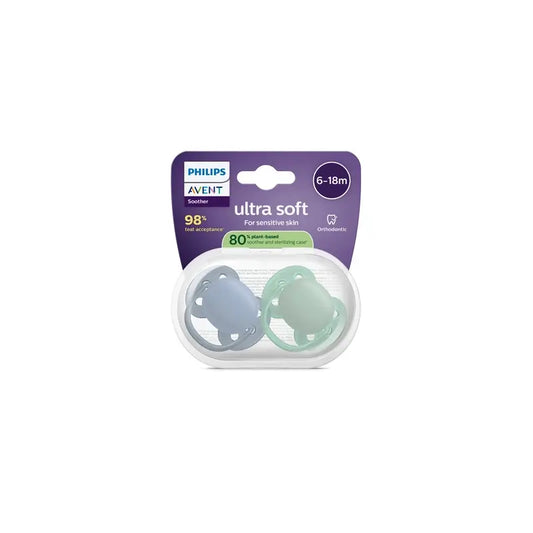 Philips Avent 2 sucettes ultra douces 6-18m bébé garçon