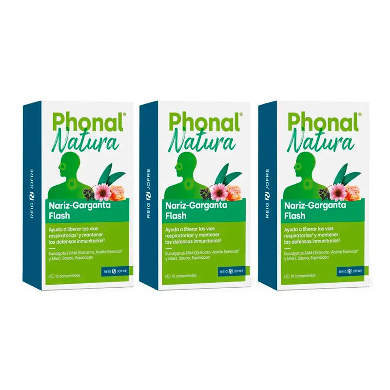 Phonal Natura Triplo Nose-Throat Flash, 3 x 15 comprimés