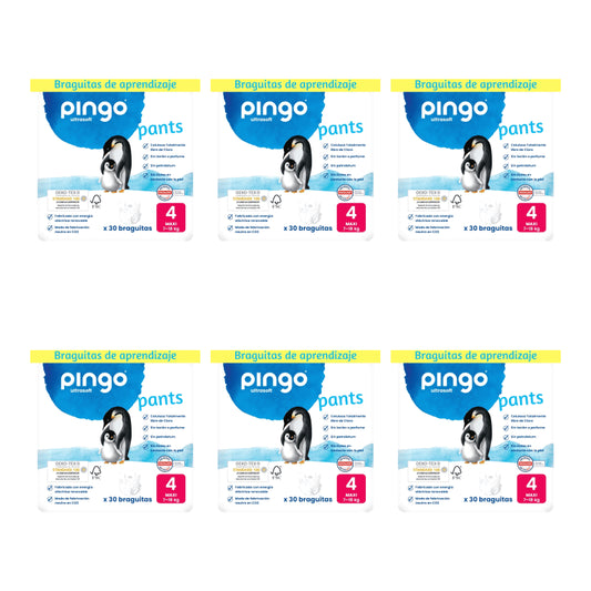 Pingo Nappy Lingettes pour couches Taille 4 (7-18 Kg), 6X30 unités
