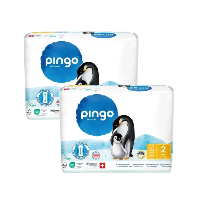 Couches écologiques Pingo Taille 2 (3-6 Kg), 2X42 unités