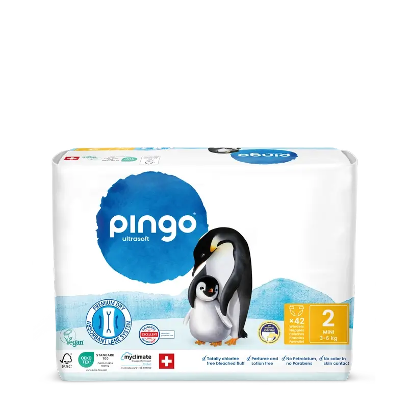 Couches écologiques Pingo Taille 2 (3-6 Kg), 42 unités