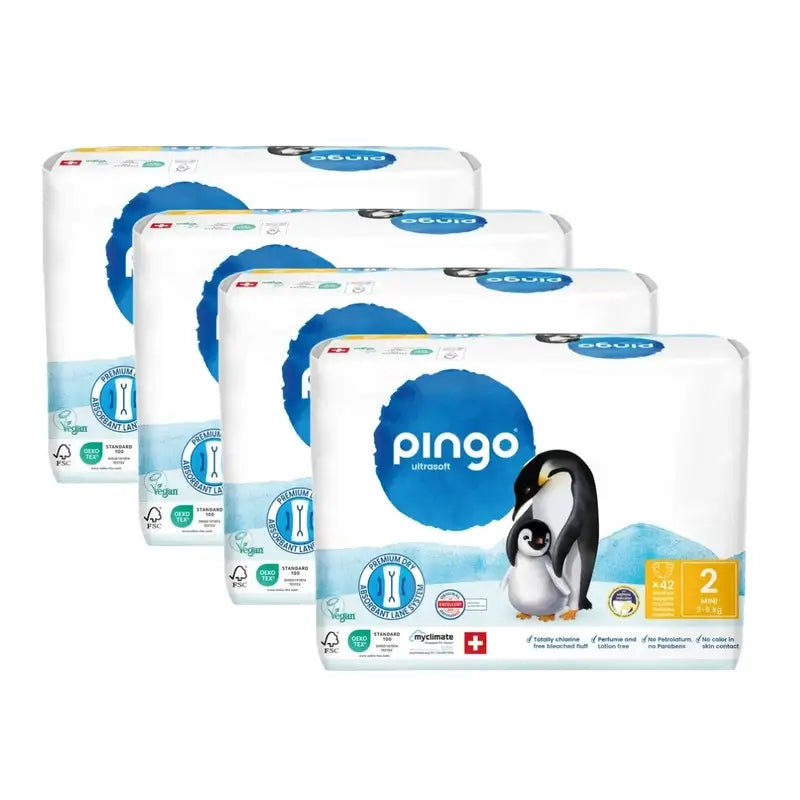 Couches écologiques Pingo Taille 2 (3-6 Kg), 4X42 unités