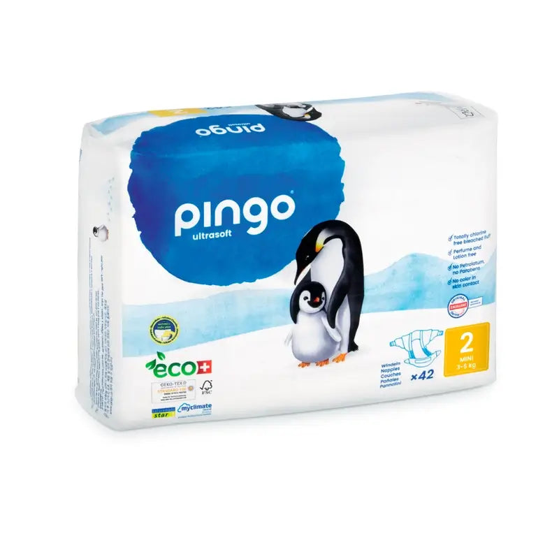 Couches écologiques Pingo Taille 2 Mini (3-6 kg), 42 unités