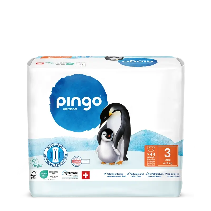 Couches écologiques Pingo Taille 3 (4-9 Kg), 44 pièces
