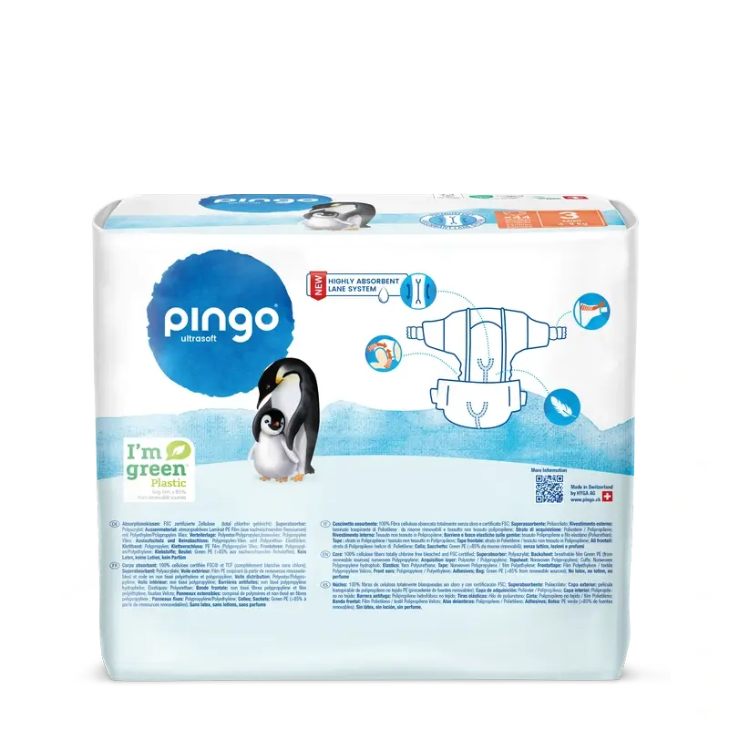 Couches écologiques Pingo Taille 3 (4-9 Kg), 44 pièces