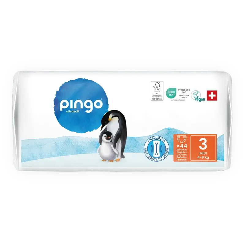 Couches écologiques Pingo Taille 3 (4-9 Kg), 44 pièces