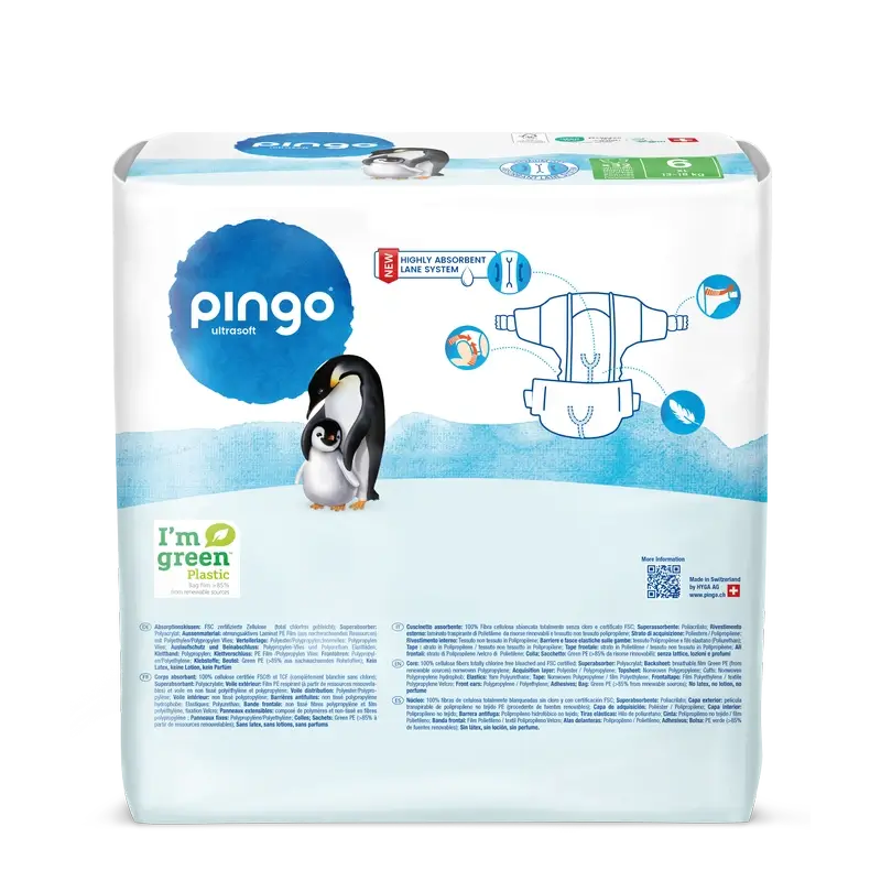 Couches écologiques Pingo Taille 6 (13-18 Kg), 32 unités