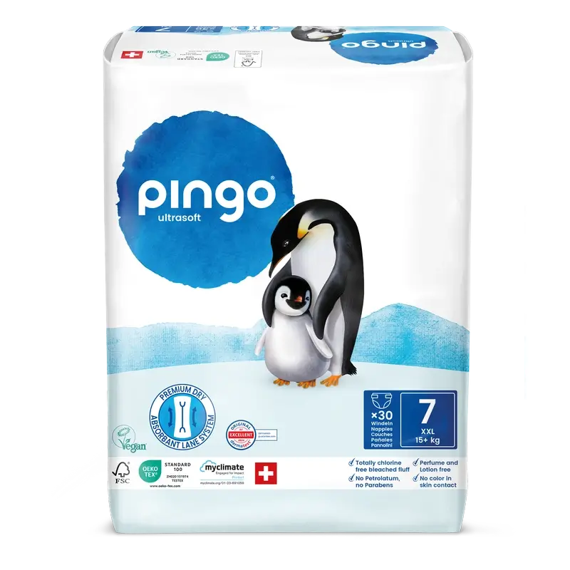 Couches écologiques Pingo Taille 7 (+15 Kg), 30 unités