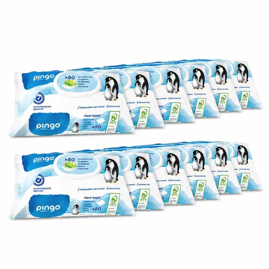 Pingo Lingettes biodégradables, lot de 12 x 80