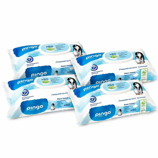 Pingo Lingettes biodégradables, lot de 4 x 80