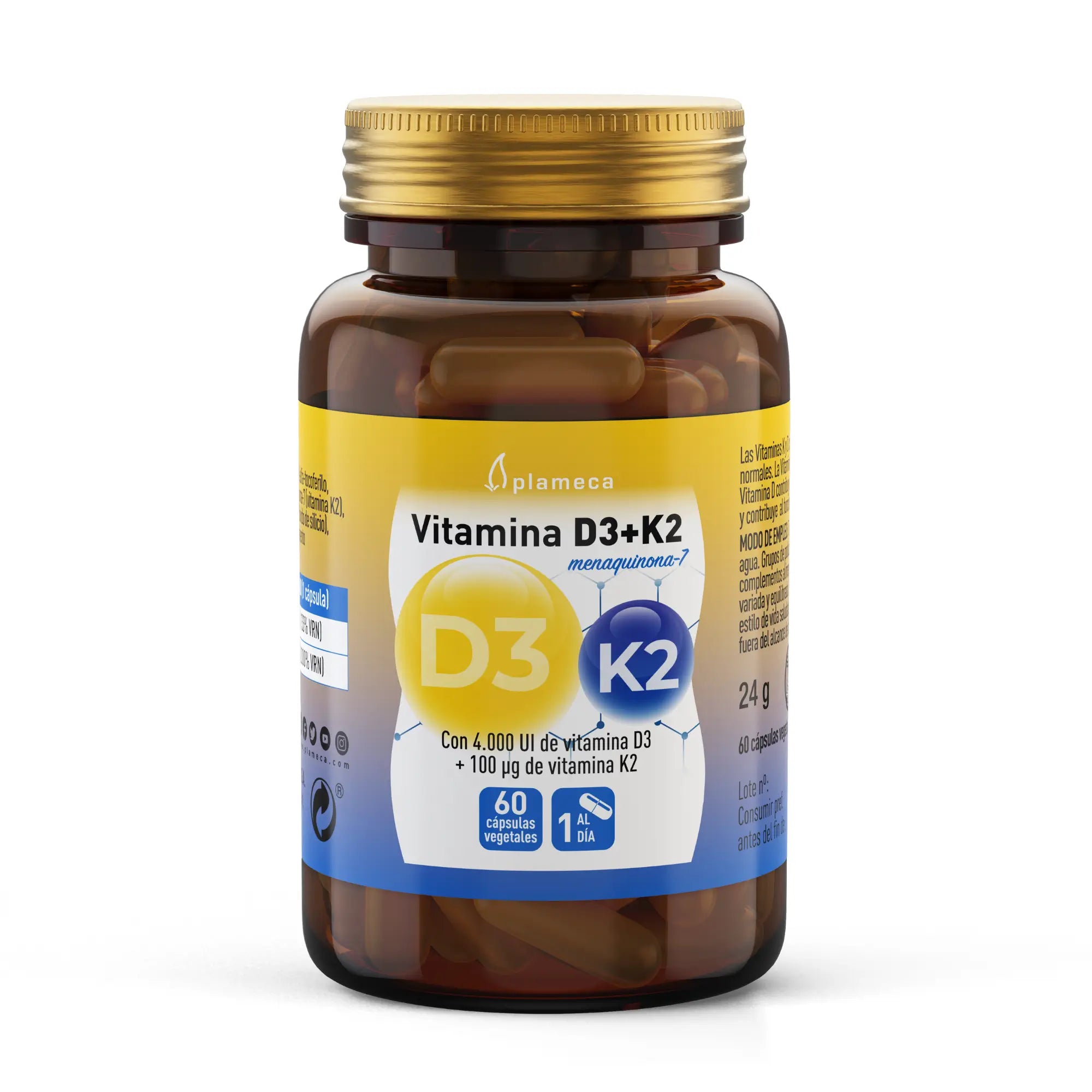Plameca Vitamine D3 + K2, 60 gélules
