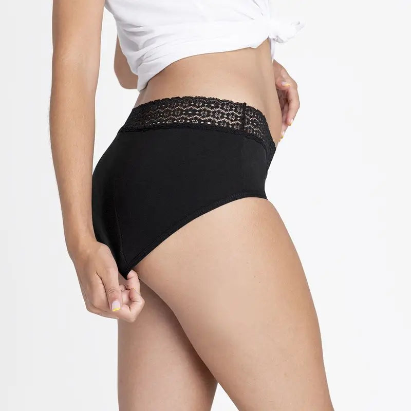 Platanomelon Kiwitas Culotte menstruelle en dentelle Noir / M
