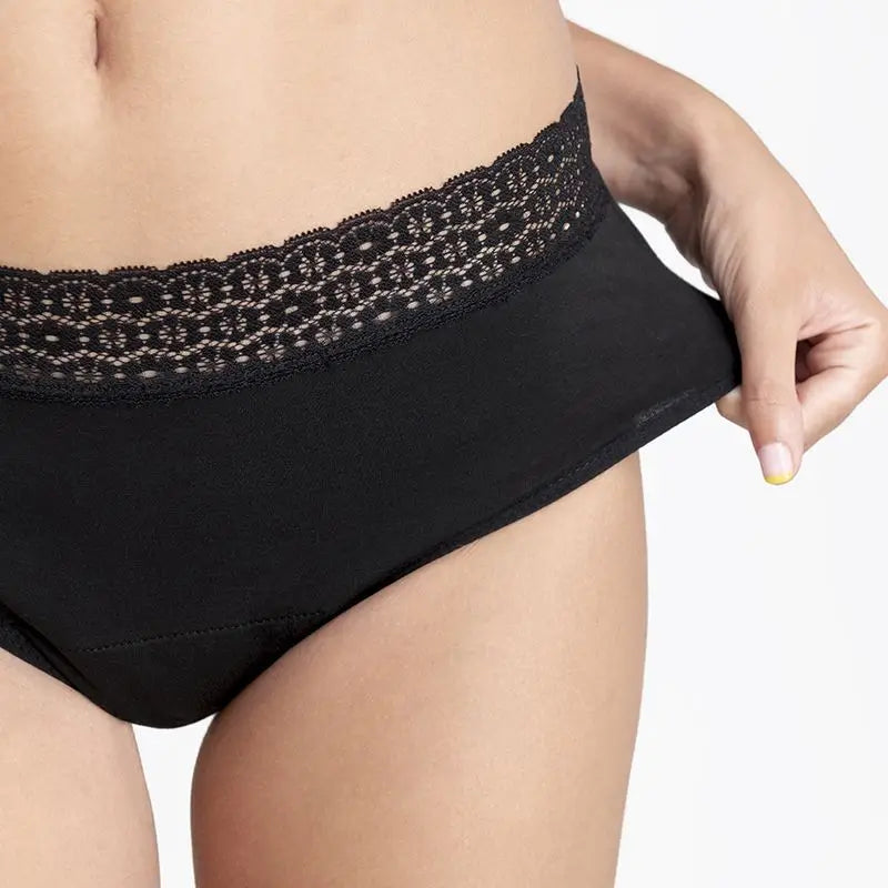 Platanomelon Kiwitas Culotte menstruelle en dentelle Noir / M