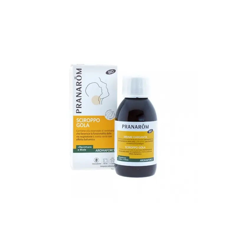 Pranarom Aromaforce Sirop pour la gorge Miel et Ravintsara, 150ml