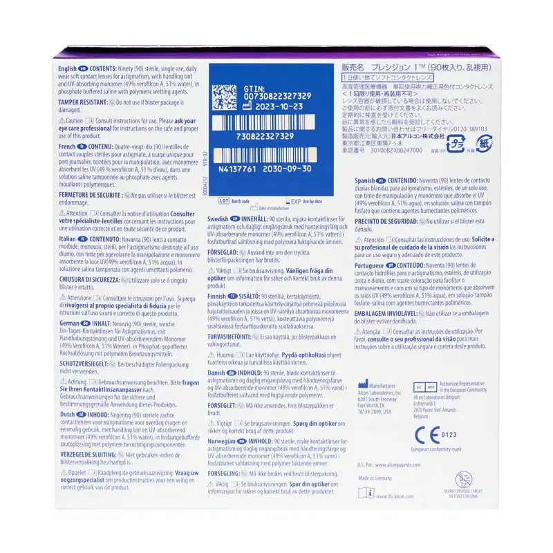 Lentilles quotidiennes toriques Precision1, 90 unités