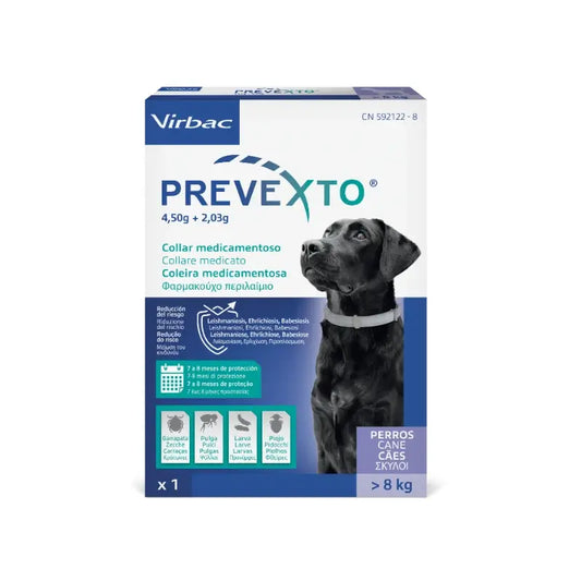 Collier antiparasitaire Prevexto pour chiens de plus de 8 kg, 70 cm