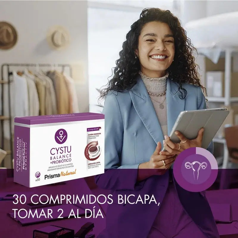 Gynactiv Cystu-Balance + Probiotique, 30 Comprimés