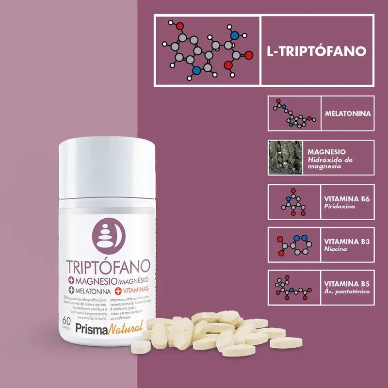 Prisma Natural Tryptophan + Mg + Melatonin, 60 Comprimés