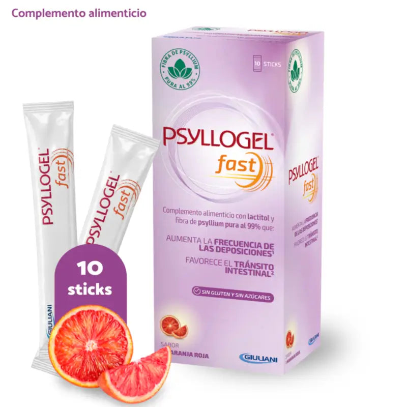 Psyllogel Fast 14,7 G Rouge Orange, 10 bâtonnets