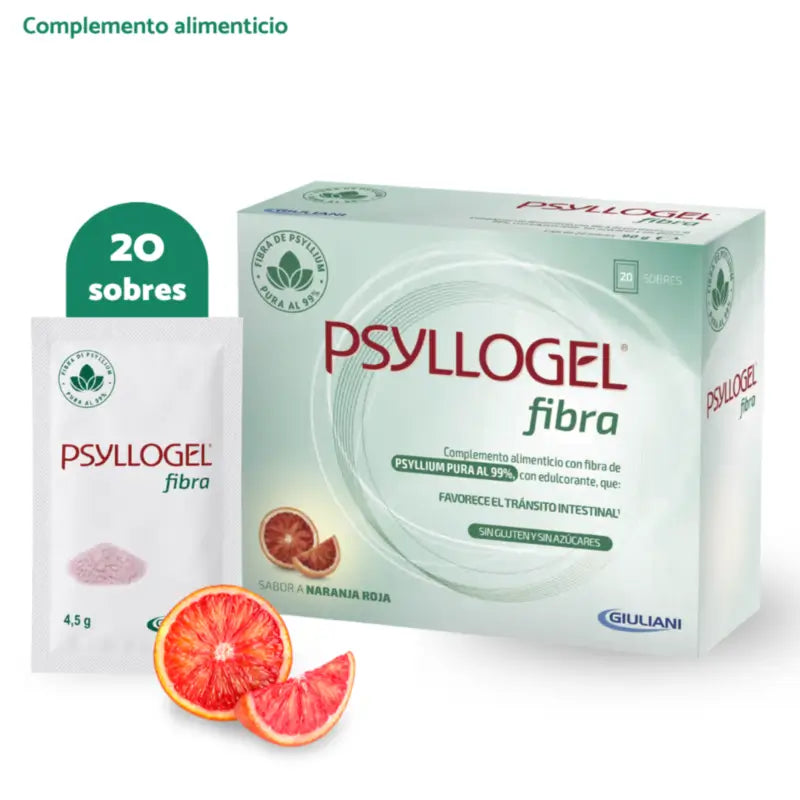 Psyllogel Fibre Rouge Goût Orange, 20 Sachets