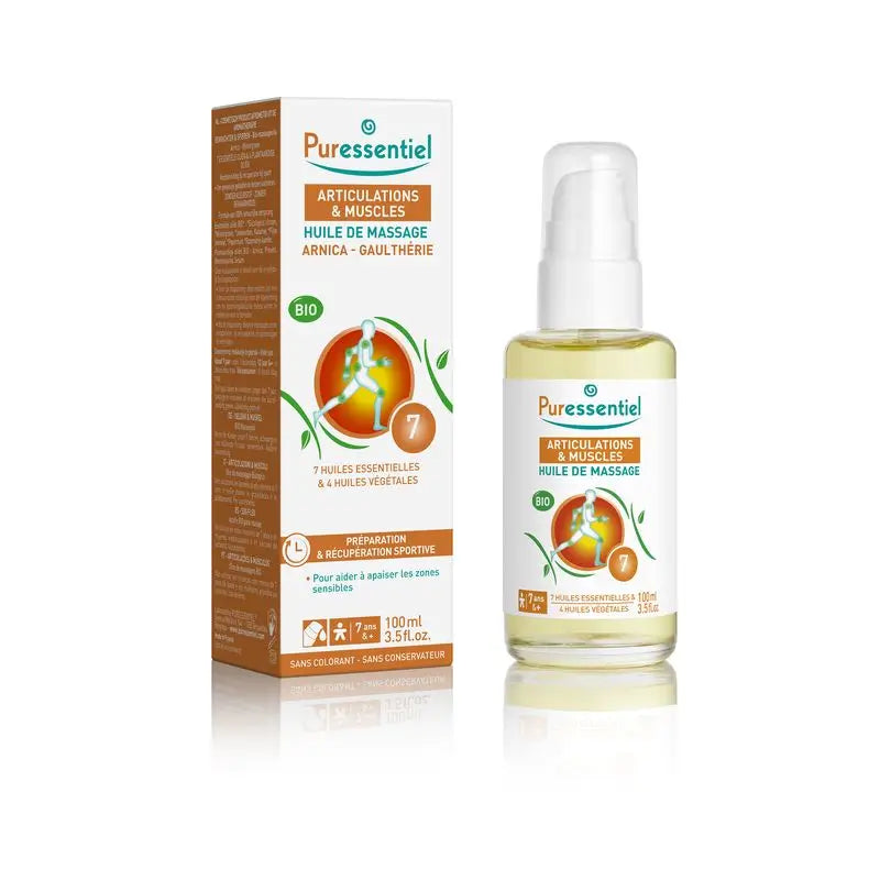 Puressentiel Huile de massage bio Muscle Strain Arnica Wintergreen, 100 ml