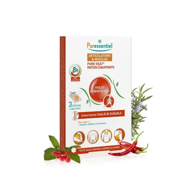 Puressentiel Patchs de réchauffement musculaire et articulaire, 3 patchs découpés