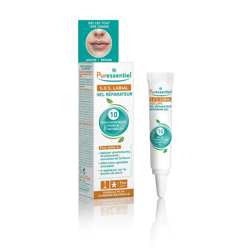 Puressentiel S.O.S Gel réparateur lèvres aux 10 huiles essentielles, 5 ml